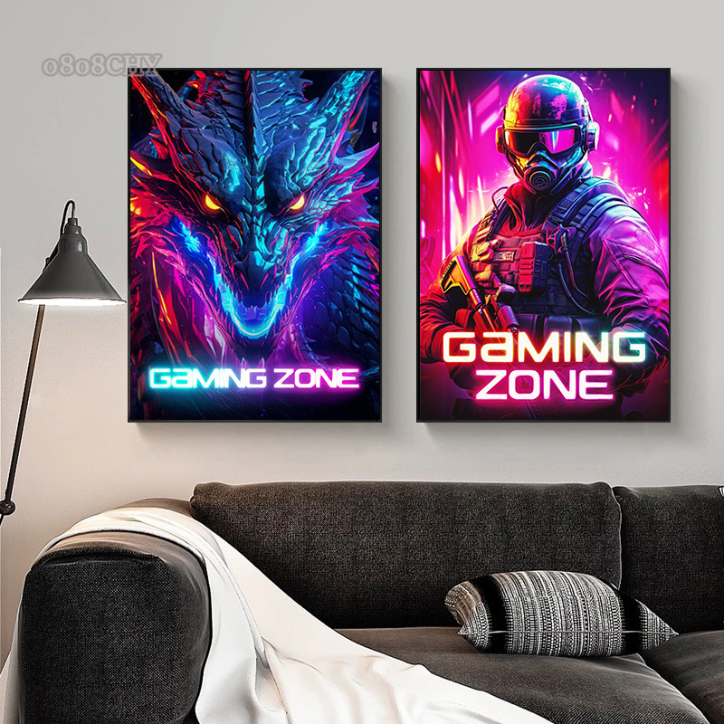 Esports Gaming Poster - Ejderha Assassin Uzay Zırhı Oyun Bölgesi