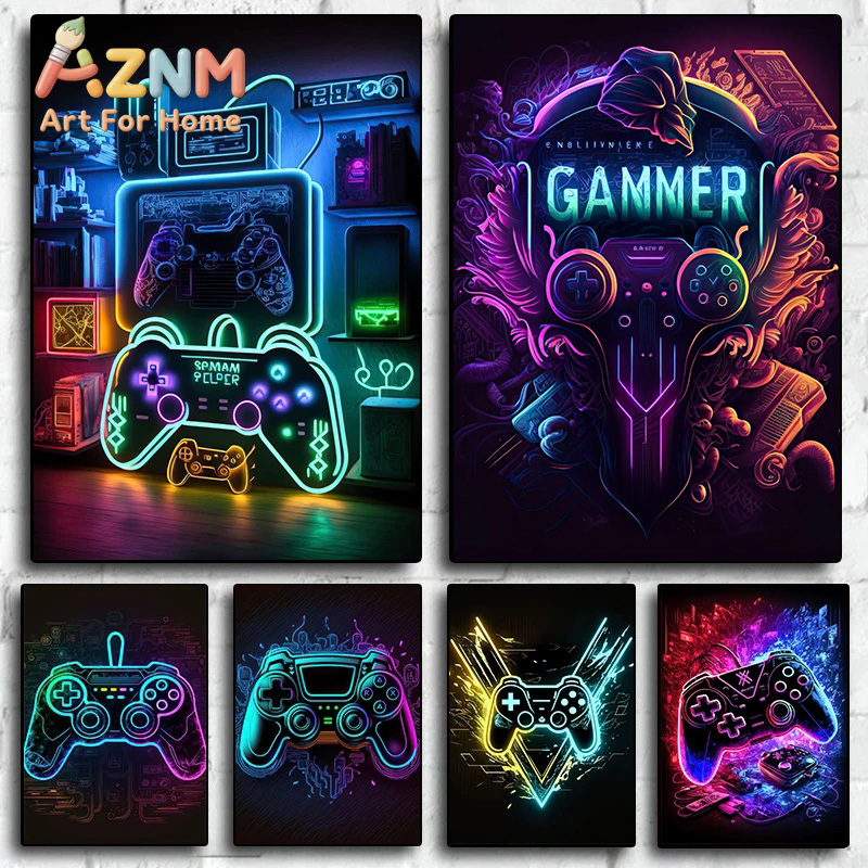Modern Neon Pop Tarzı Oyun Duv - Esports Gaming Poster incelemesi ve fiyatı
