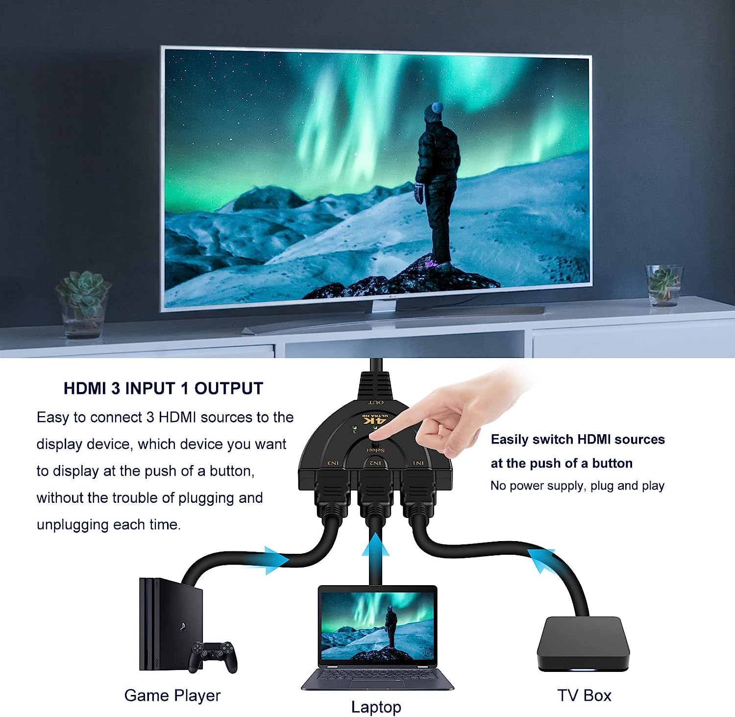 HDTV Anahtarı 3'ü 1 arada 4k S - Esports Gaming Hub incelemesi ve fiyatı